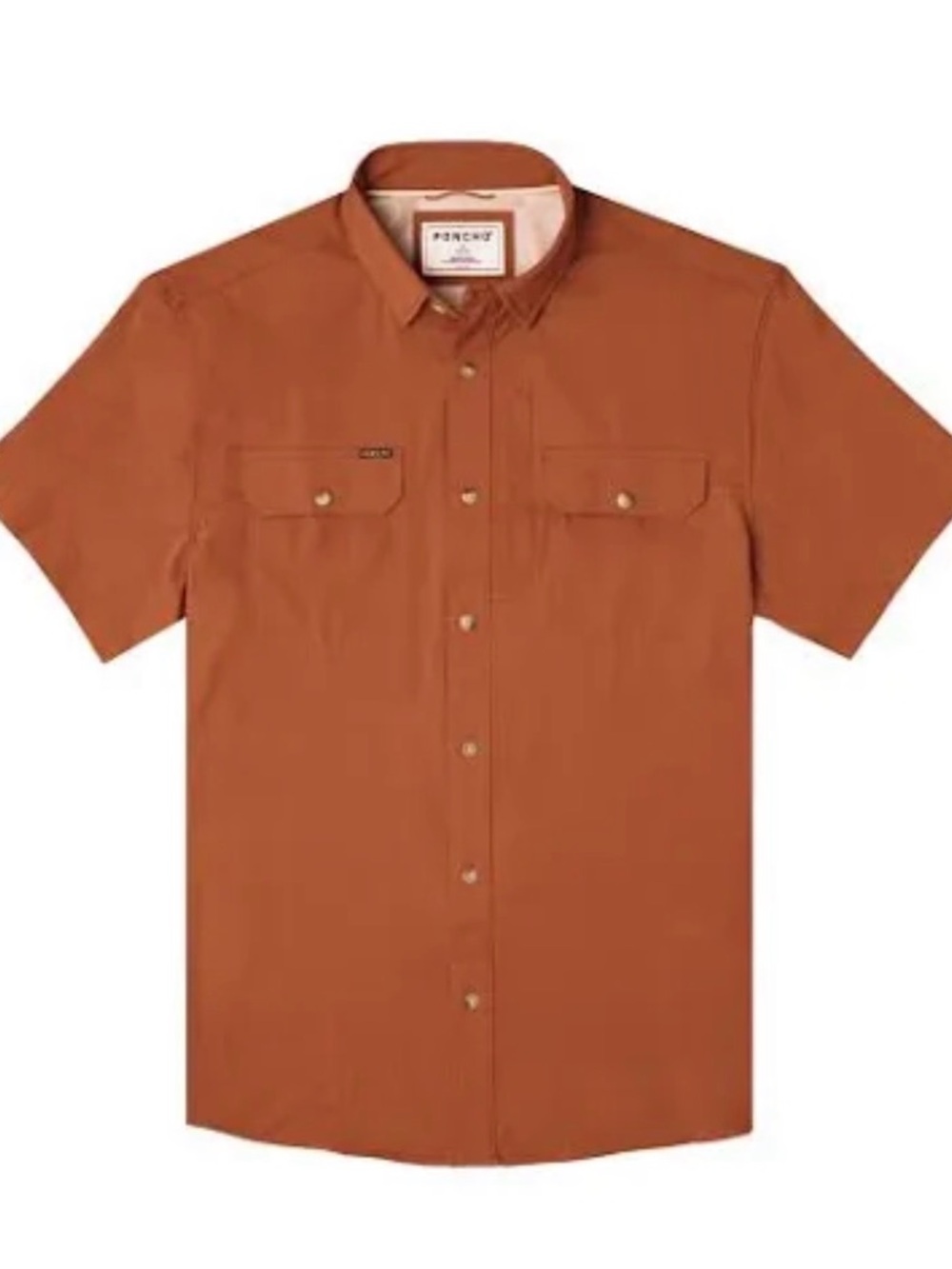 Poncho NWT Button Down shirt men medium regular Fit In Burnt Orange